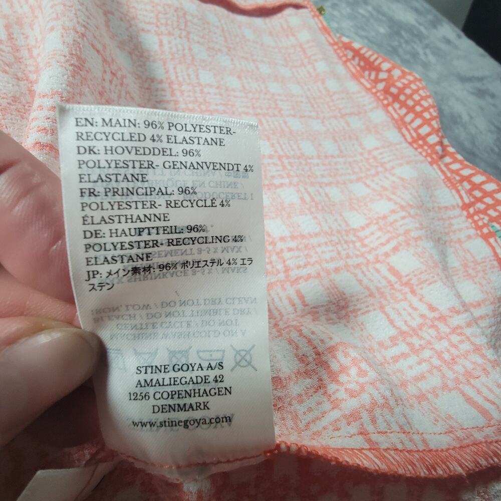 Stine Goya M Leila Maxi Dress V Neck Plaid Long Sleeve Orange - Picture 11 of 15